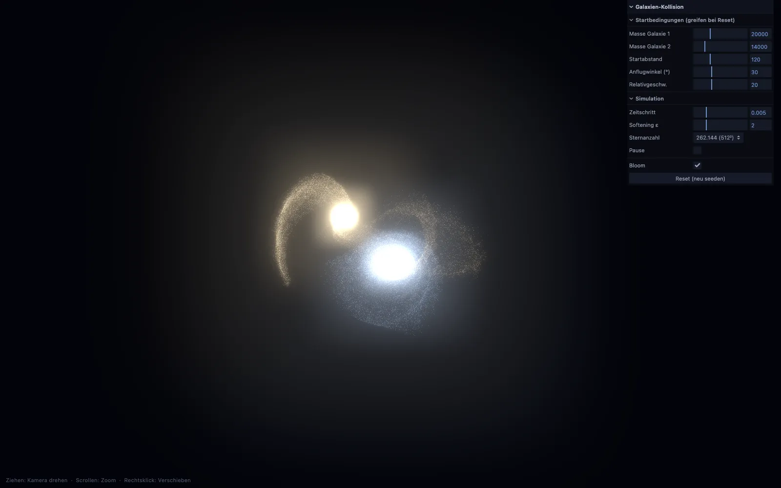 Screenshot: Galaxien-Kollision